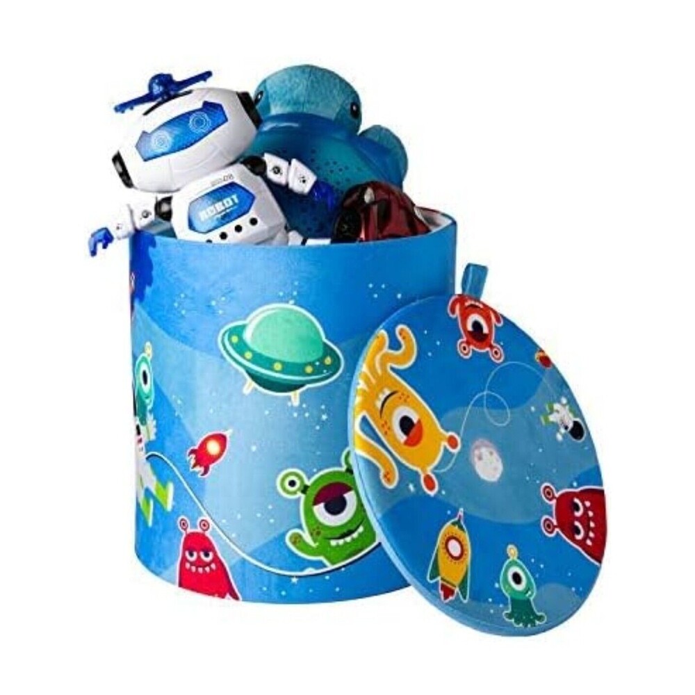 Kids Toy Storage Stool – Use As Baby/Kid Laundry Hamper or Toys Storage Bin